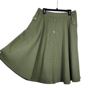 Shein Women's Green Single Breasted Flare Skirt with Button Details Size XL